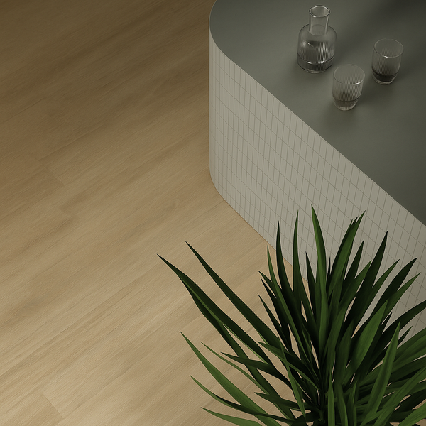 Lichtbruin keramisch parket in wildverband motief, perfect voor moderne interieurs. Realistische houtlook tegel van 26,5x160 cm formaat.