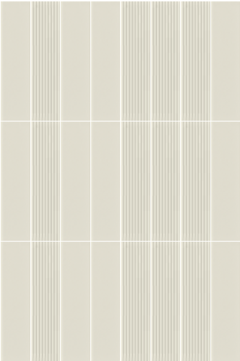 Close-up van verticale witte wandtegels met fijne ribbelstructuur uit de keramische Beat Milk Flat en Dixie tegelserie in retrostijl.
