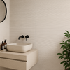 Badkamerwand met keramische decor tegels Regula 1 Ribbed 60x120 – ideaal voor een moderne en rustgevende uitstraling