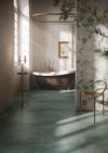 Luxe badkamer met Fresco Keramische Tegel 60x120cm in groen. Perfecte vloertegel voor woonkamer of keuken met stijlvolle uitstraling.