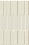 Gedetailleerde zijaanzicht van een wit matte Beat Milk Flat en Swing wandtegel, gemaakt van hoogwaardig keramiek met zachte retro-facetten.
